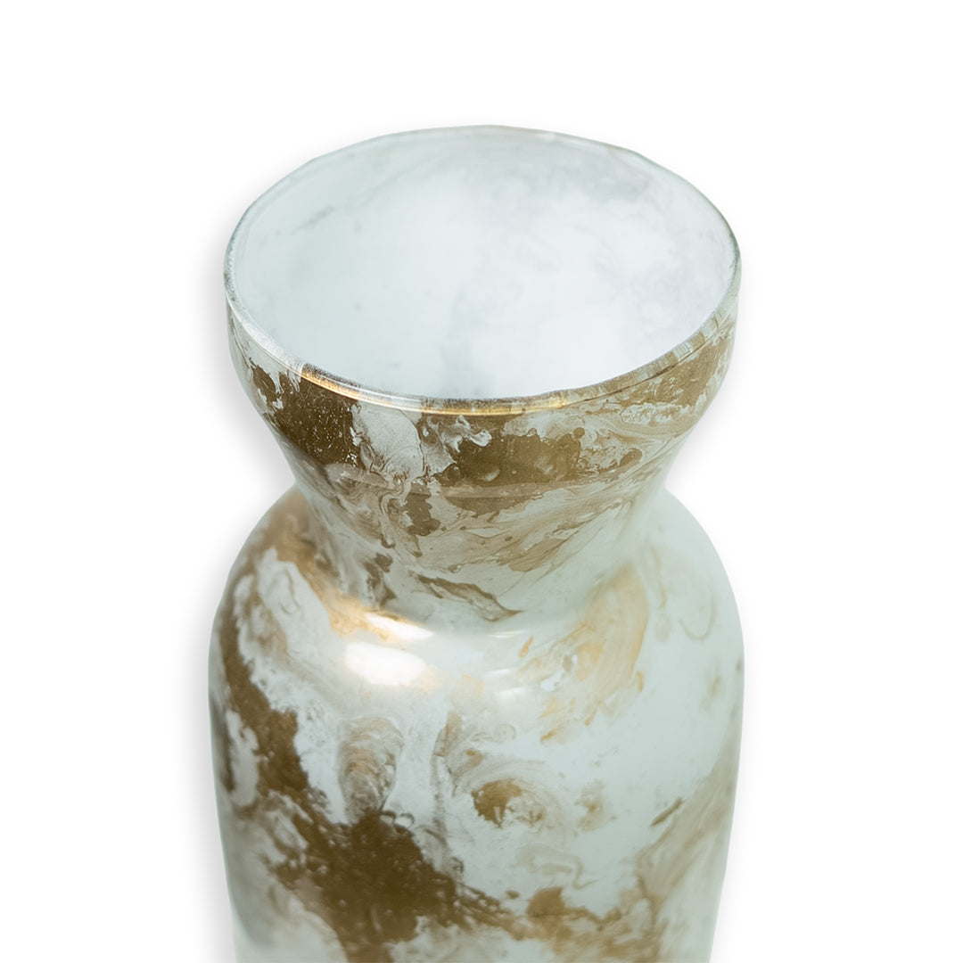 Vaas Marmer wit/goud